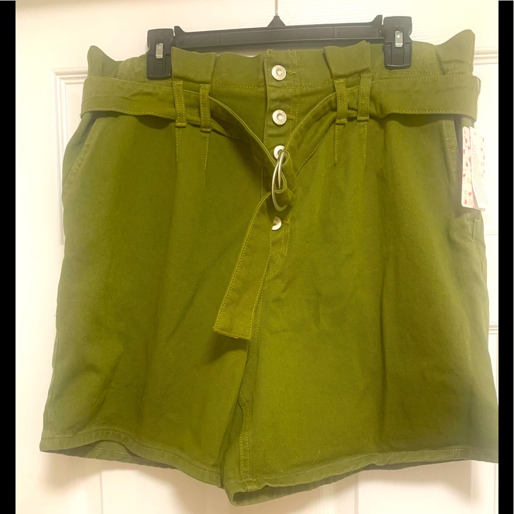 Free People Moss High-rise Buttonfly Belted Short